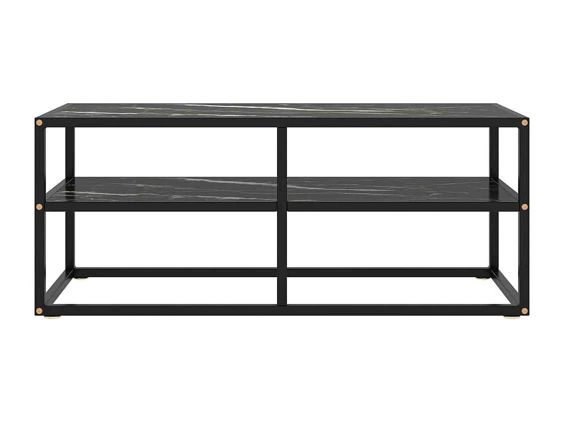 Meuble TV noir avec verre marbre noir 100x40x40