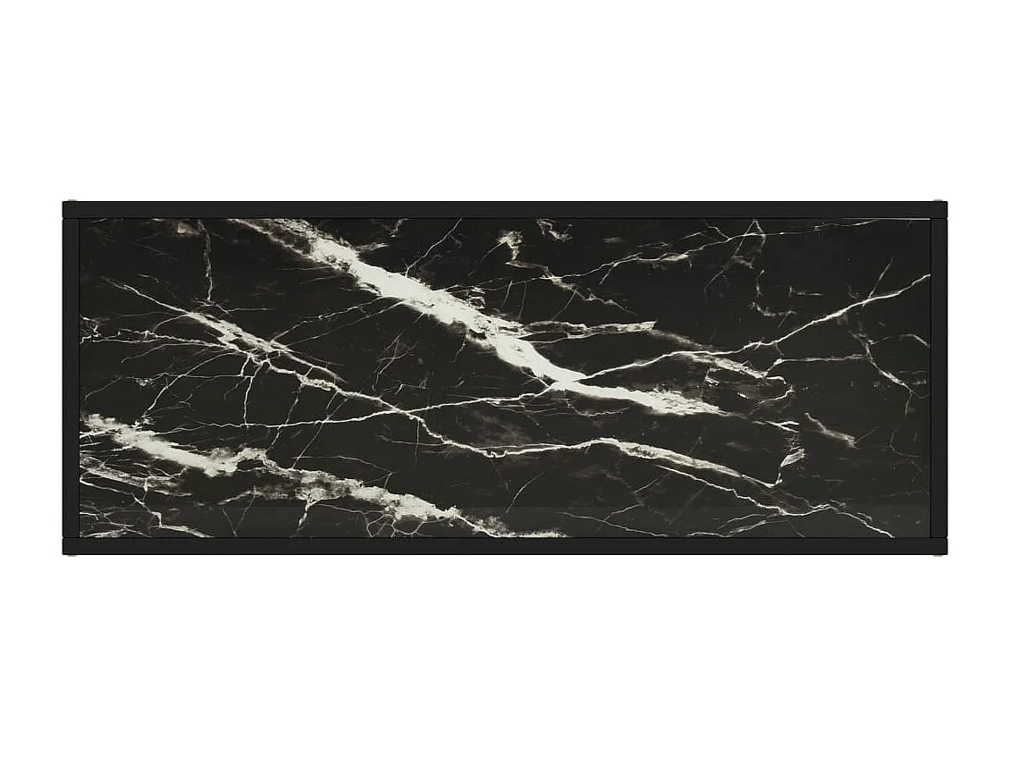 Meuble TV noir avec verre marbre noir 100x40x40