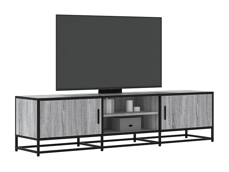 Meuble TV sonoma gris 160x35x41 bois d'ingénierie et métal