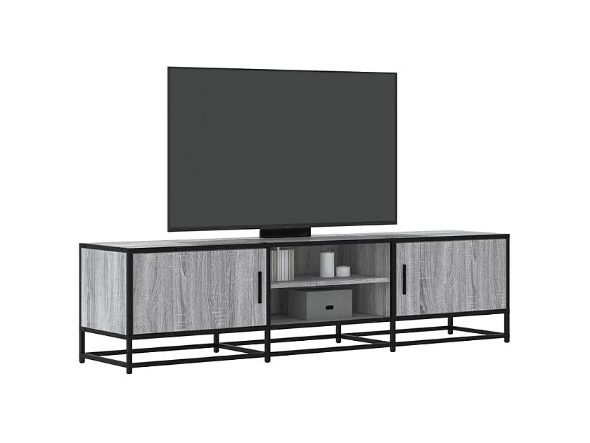Meuble TV sonoma gris 160x35x41 bois d'ingénierie et métal