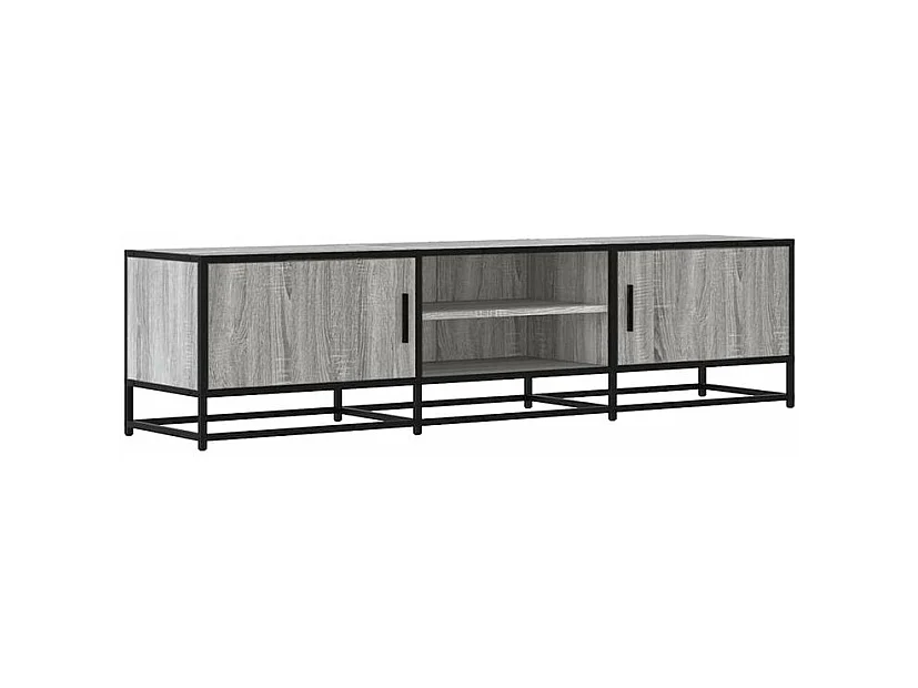 Meuble TV sonoma gris 160x35x41 bois d'ingénierie et métal