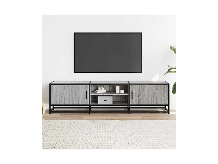 Meuble TV sonoma gris 160x35x41 bois d'ingénierie et métal