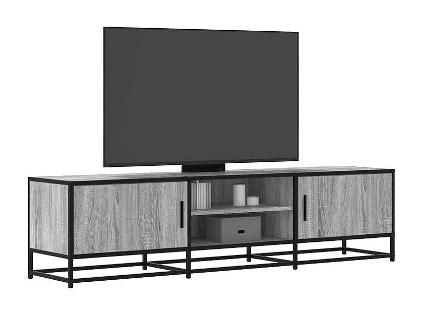 Meuble TV sonoma gris 160x35x41 bois d'ingénierie et métal