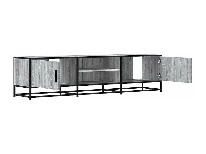 Meuble TV sonoma gris 160x35x41 bois d'ingénierie et métal