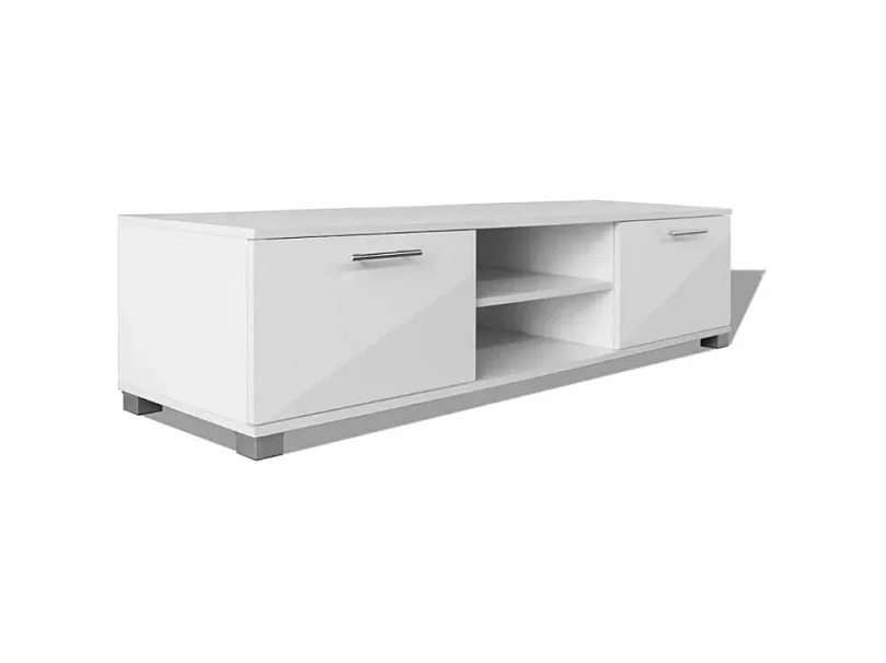 Meuble TV 2 portes bois blanc brillant Beyond