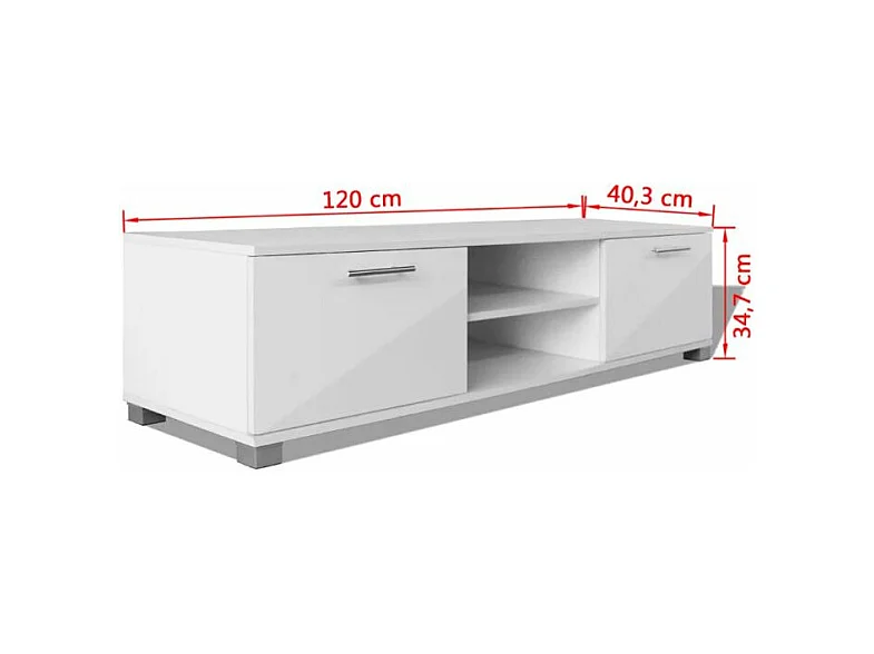 Meuble TV 2 portes bois blanc brillant Beyond