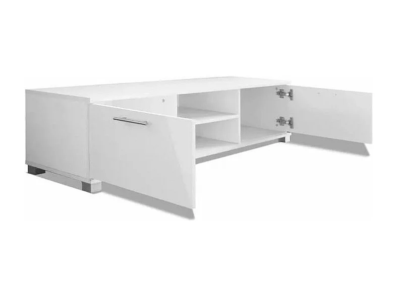 Meuble TV 2 portes bois blanc brillant Beyond