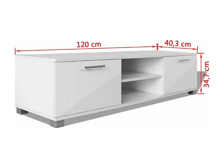 Meuble TV 2 portes bois blanc brillant Beyond