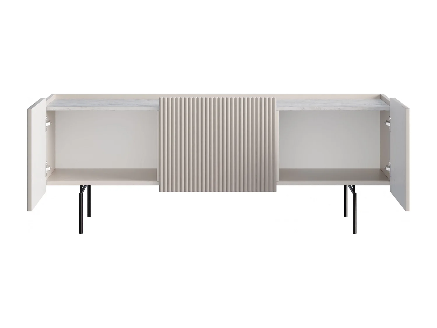 Mueble TV 2 puertas 1 cajón con pie metálico cashmere 150x57 cm