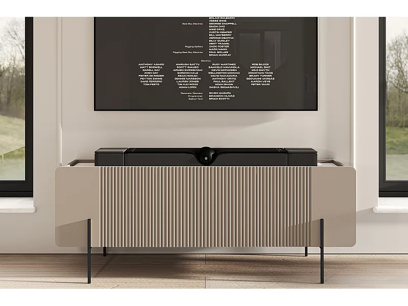 Mobile TV 2 ante 1 cassetto con piede in metallo cashmere 150x57 cm