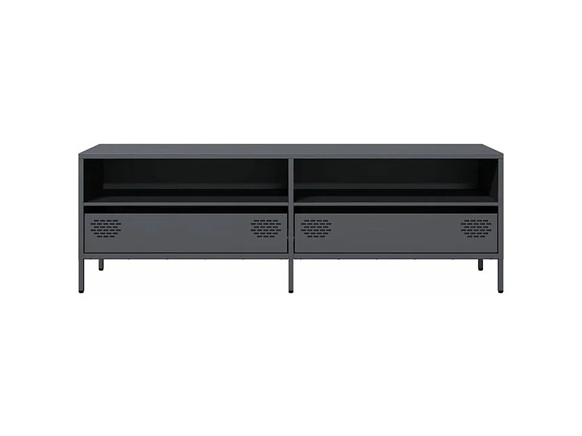 Meuble TV anthracite 135x39x43,5 acier laminé à froid