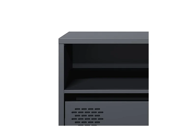 Meuble TV anthracite 135x39x43,5 acier laminé à froid