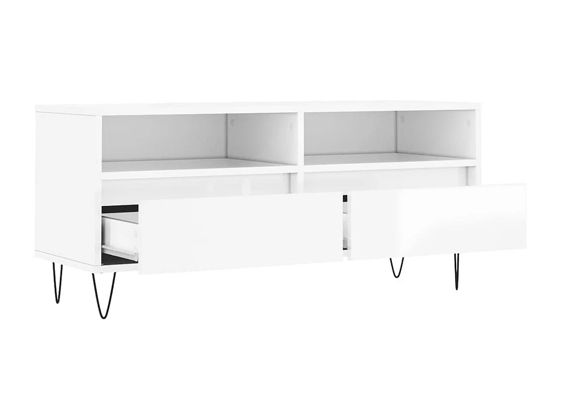 Meuble TV blanc brillant 100x34,5x44,5 bois d'ingénierie