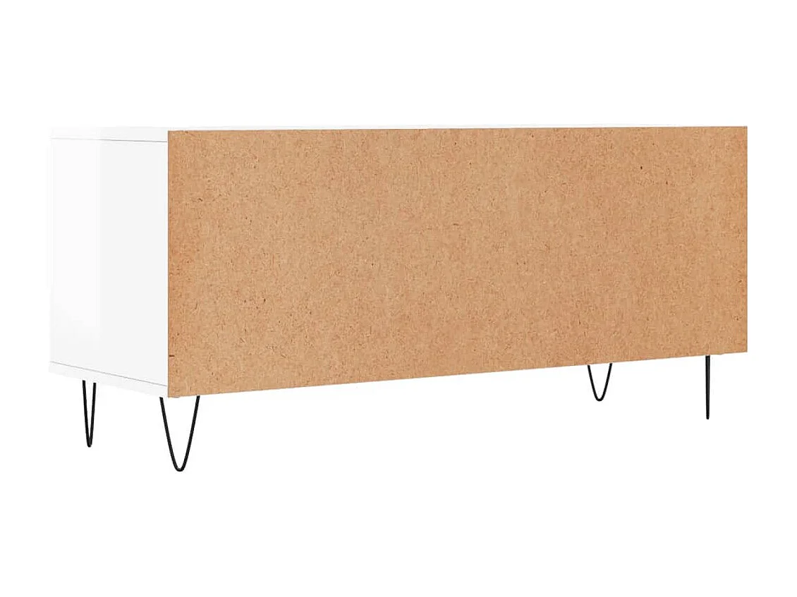 Meuble TV blanc brillant 100x34,5x44,5 bois d'ingénierie