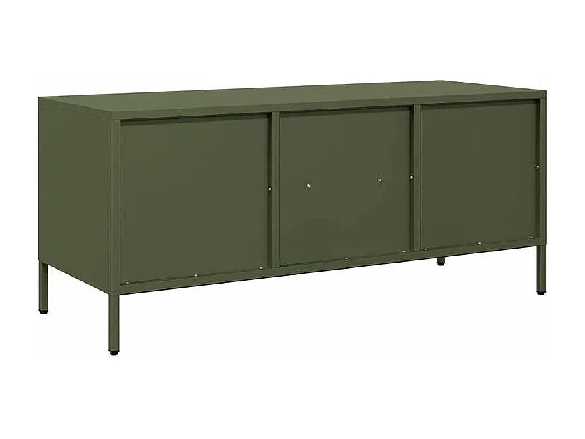 Meuble TV vert olive 101,5x39x43,5 acier laminé à froid