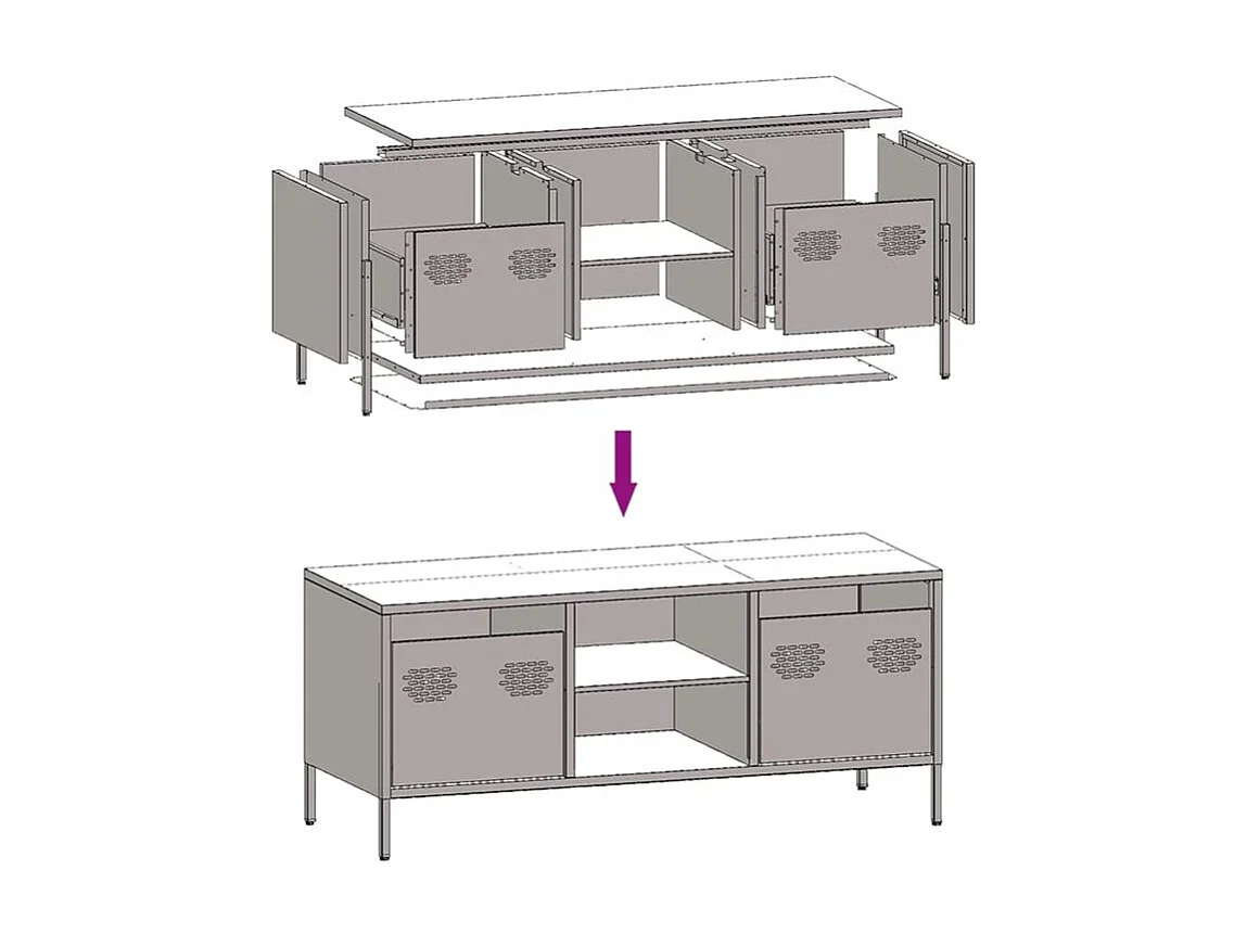 Meuble TV vert olive 101,5x39x43,5 acier laminé à froid
