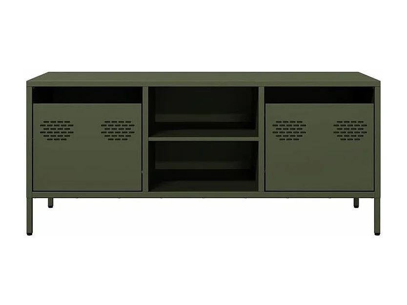 Meuble TV vert olive 101,5x39x43,5 acier laminé à froid