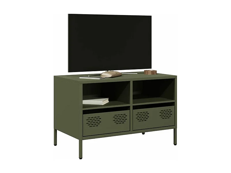 Meuble TV vert olive 68x39x43,5 acier laminé à froid