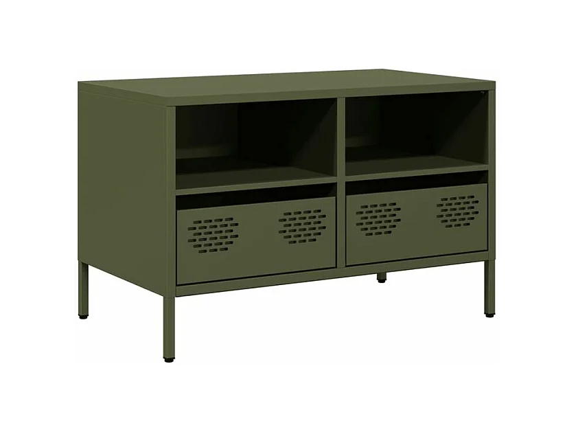 Meuble TV vert olive 68x39x43,5 acier laminé à froid