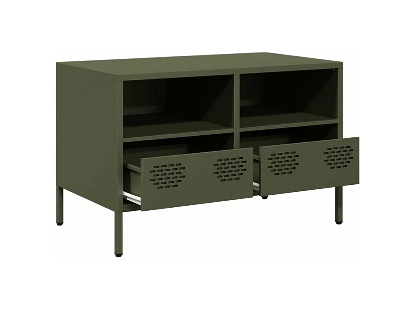 Meuble TV vert olive 68x39x43,5 acier laminé à froid