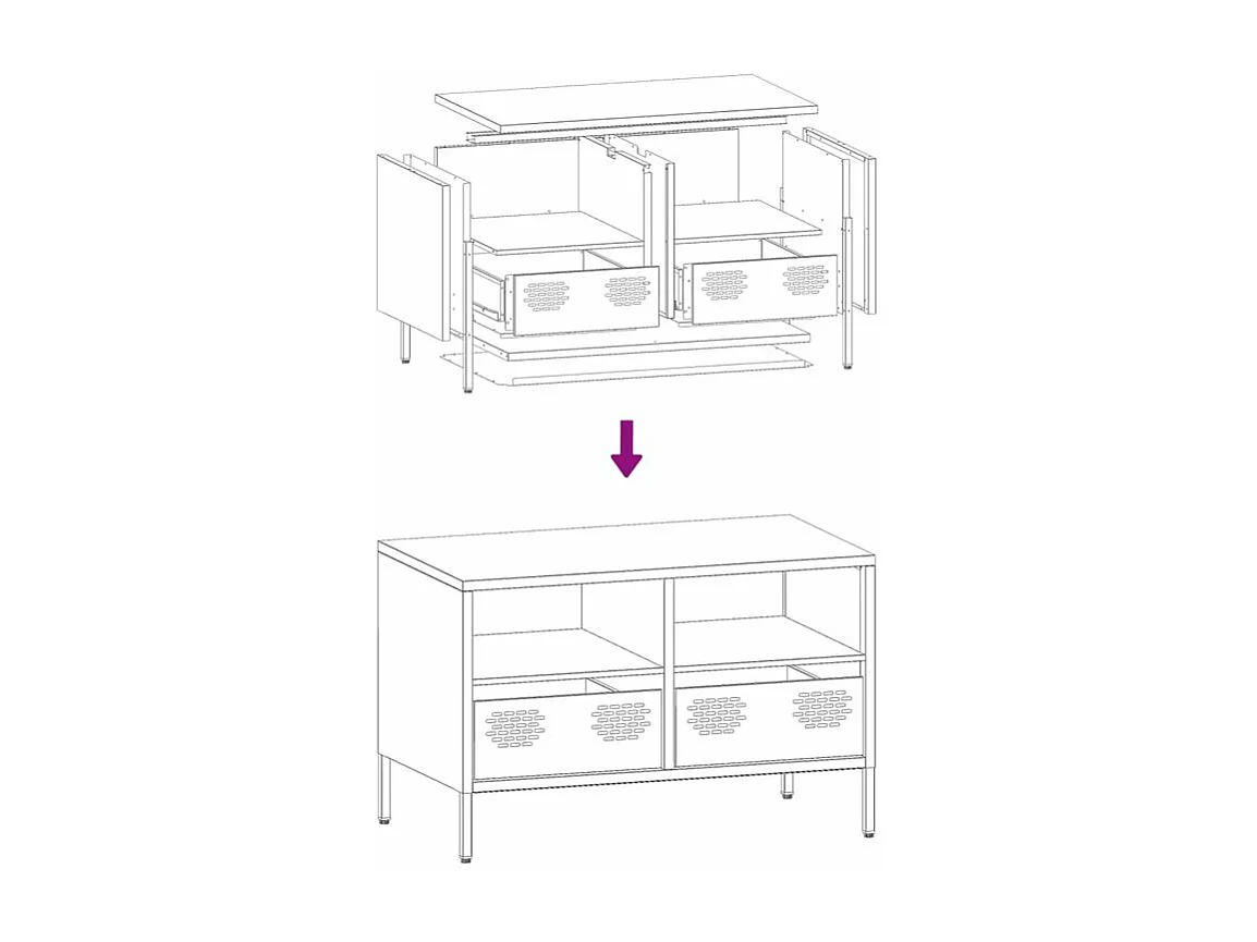 Meuble TV vert olive 68x39x43,5 acier laminé à froid