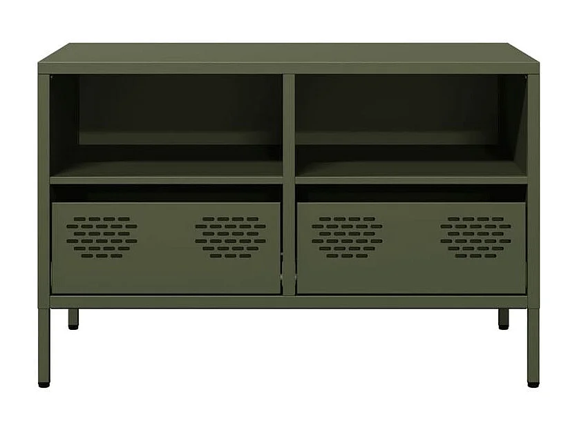 Meuble TV vert olive 68x39x43,5 acier laminé à froid