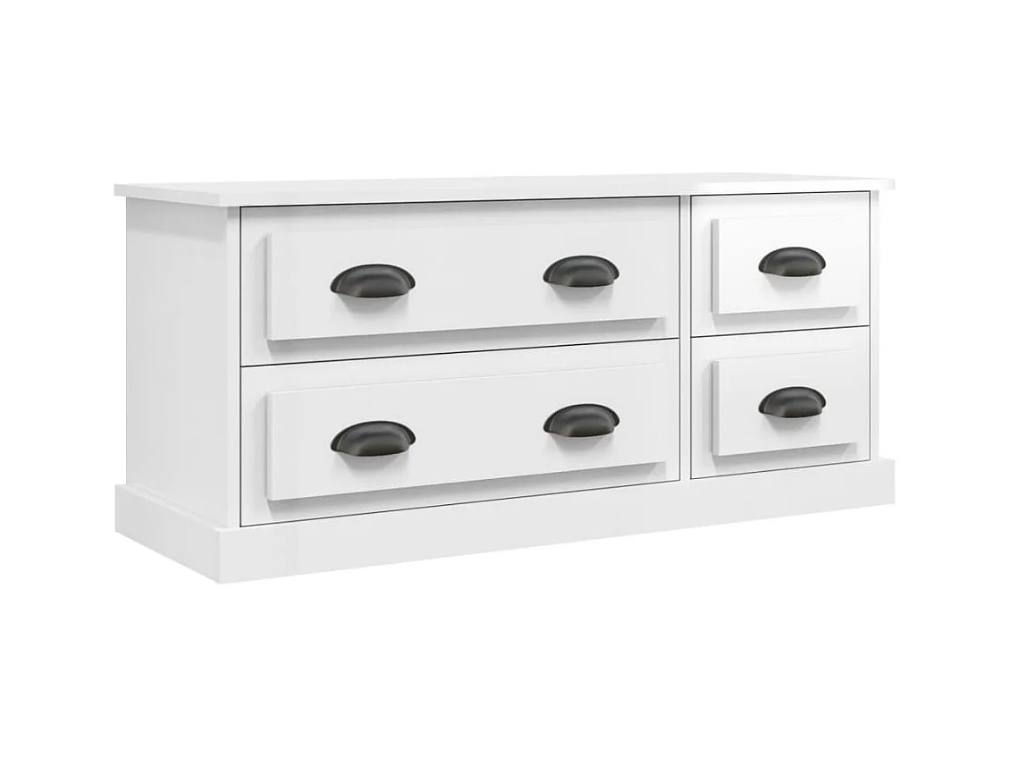 Meuble TV blanc brillant 100x35,5x45 bois d'ingénierie