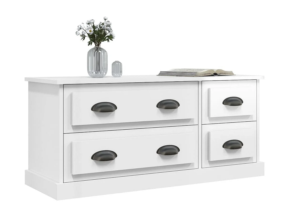 Meuble TV blanc brillant 100x35,5x45 bois d'ingénierie