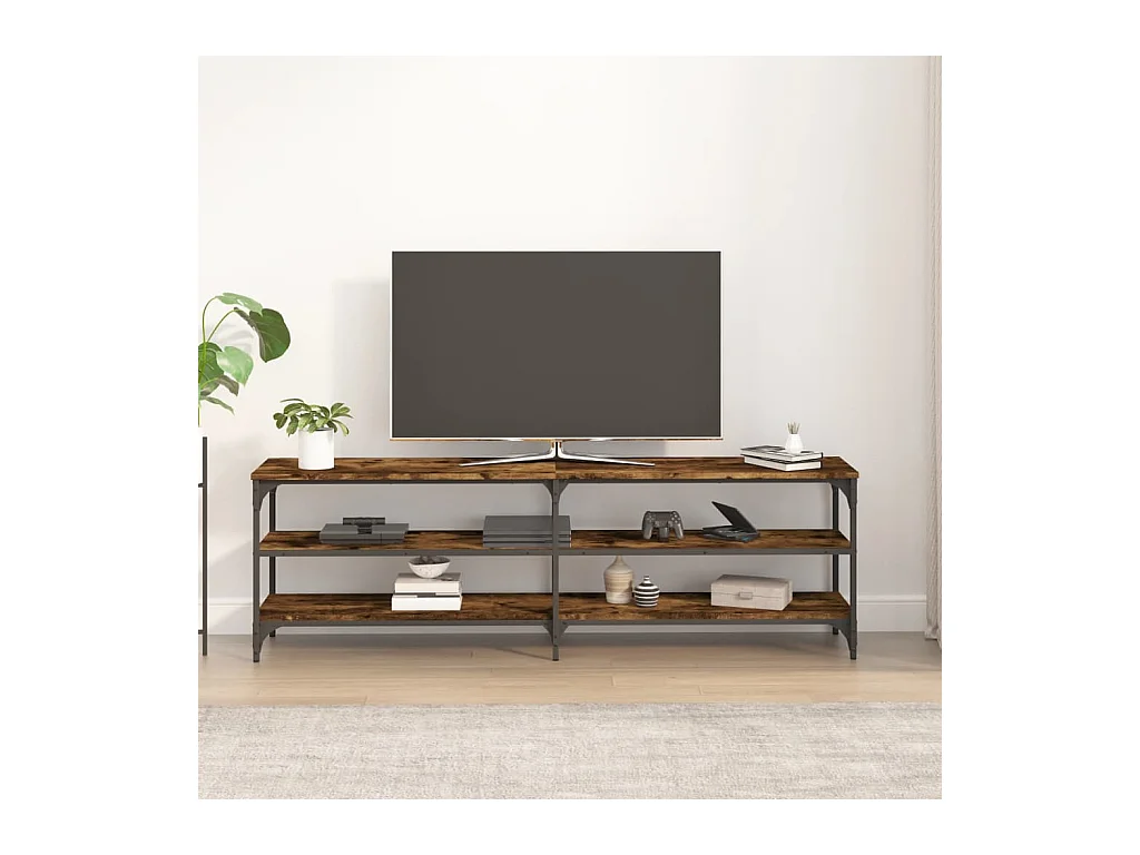 Meuble TV chêne fumé 160x30x50 bois d'ingénierie