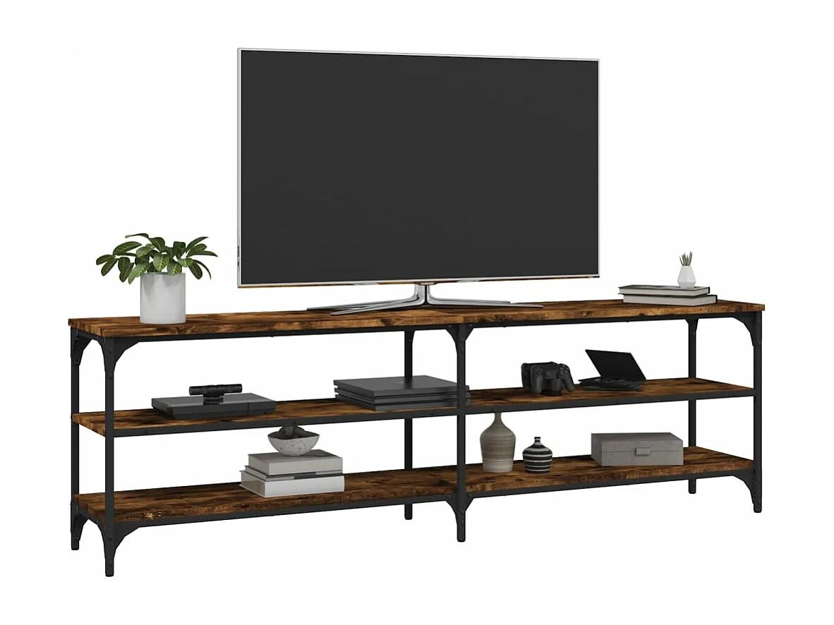 Meuble TV chêne fumé 160x30x50 bois d'ingénierie