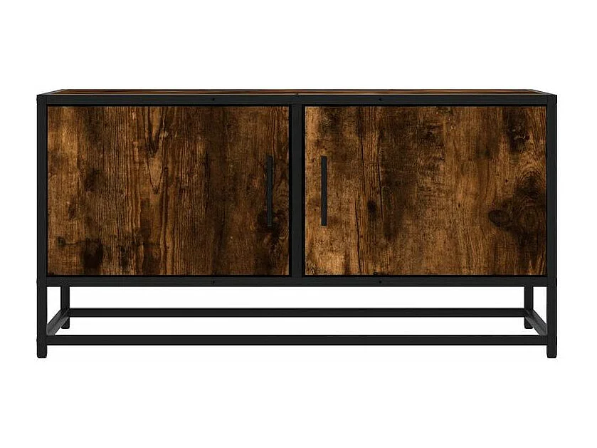 Meuble TV chêne fumé 80x34,5x40 bois d'ingénierie et métal