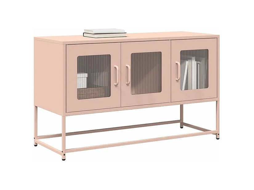 Meuble TV rose 100,5x39x60,5 acier laminé à froid