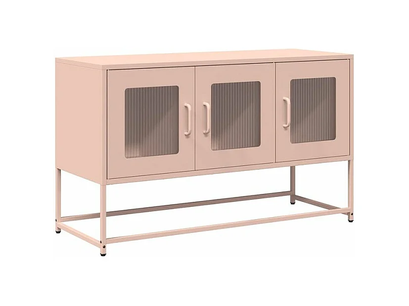 Meuble TV rose 100,5x39x60,5 acier laminé à froid