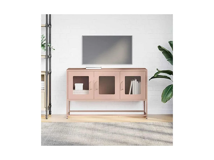 Meuble TV rose 100,5x39x60,5 acier laminé à froid