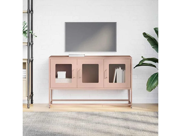 Meuble TV rose 100,5x39x60,5 acier laminé à froid