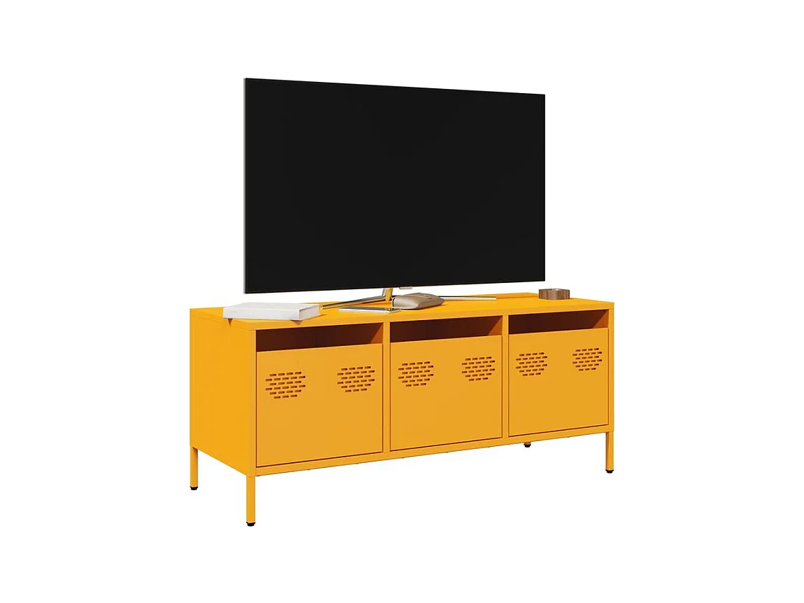 Meuble TV jaune moutarde 101,5x39x43,5 acier laminé à froid