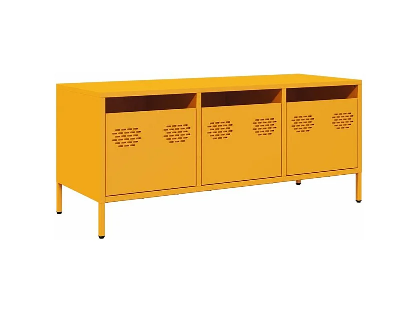 Meuble TV jaune moutarde 101,5x39x43,5 acier laminé à froid
