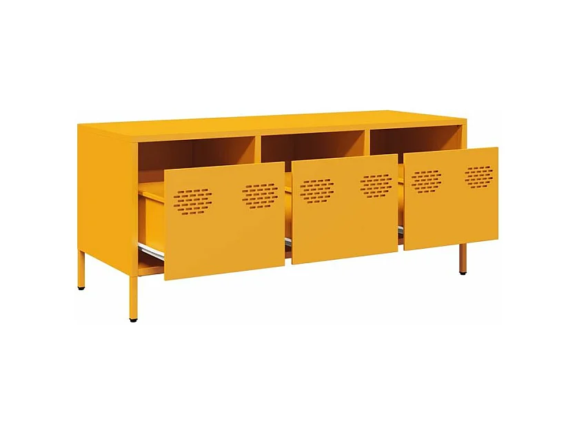 Meuble TV jaune moutarde 101,5x39x43,5 acier laminé à froid
