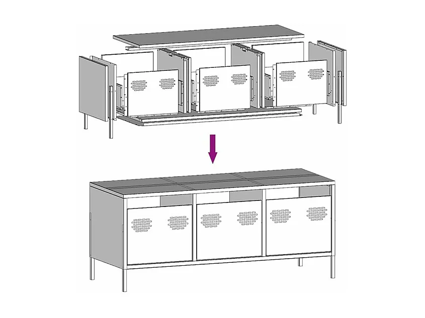 Meuble TV jaune moutarde 101,5x39x43,5 acier laminé à froid