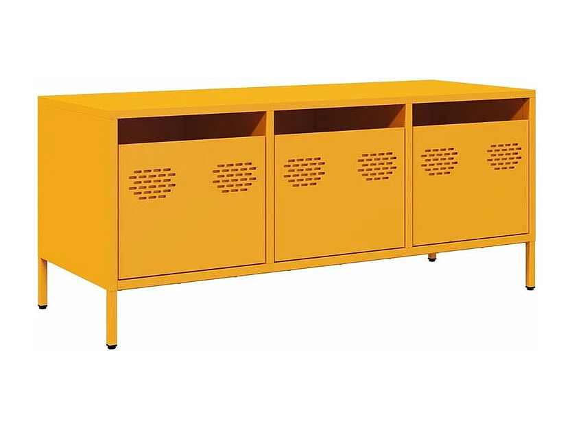 Meuble TV jaune moutarde 101,5x39x43,5 acier laminé à froid