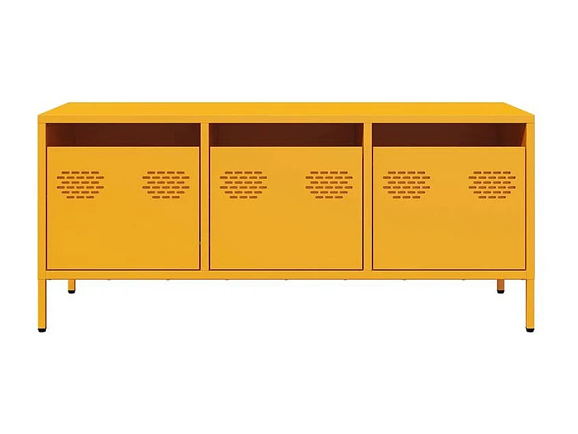 Meuble TV jaune moutarde 101,5x39x43,5 acier laminé à froid