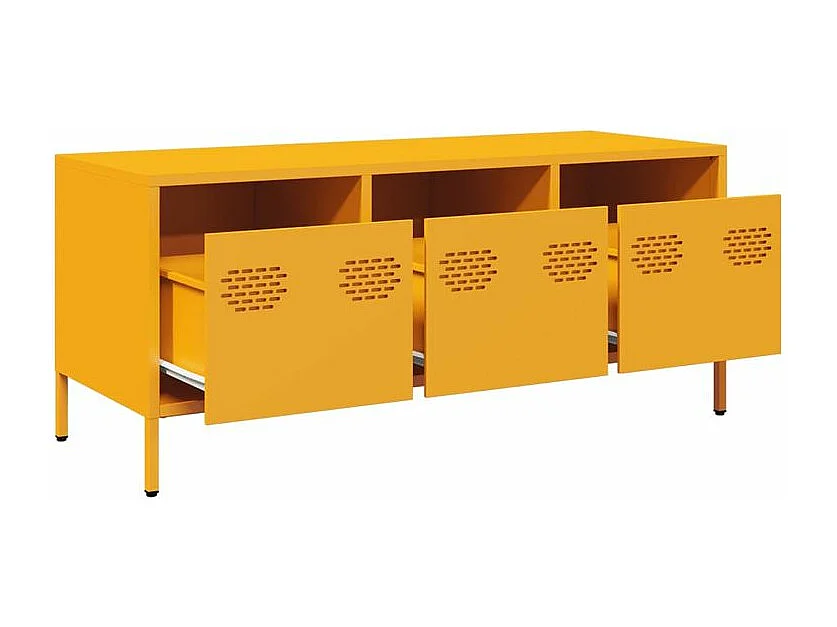 Meuble TV jaune moutarde 101,5x39x43,5 acier laminé à froid