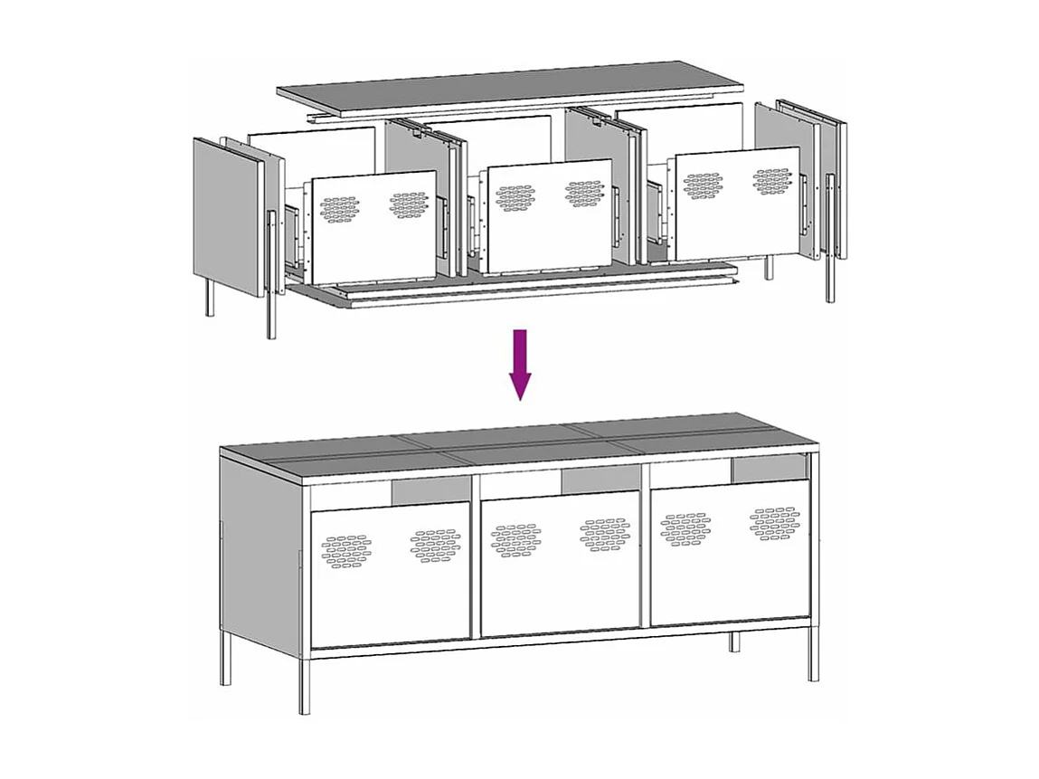 Meuble TV jaune moutarde 101,5x39x43,5 acier laminé à froid