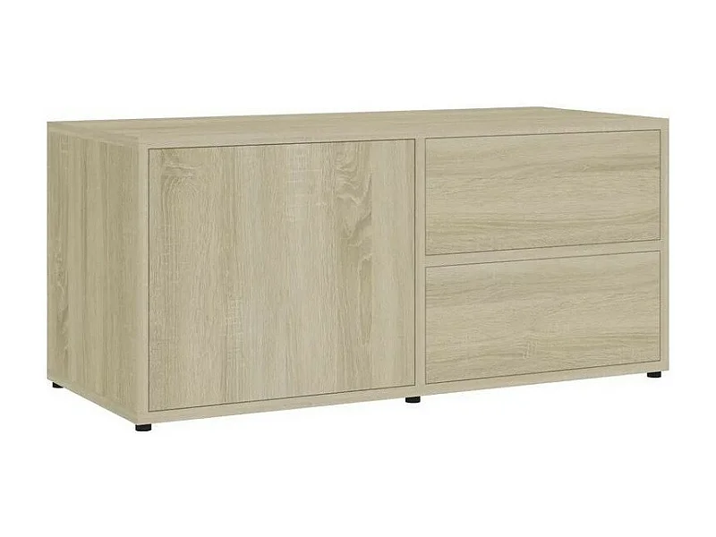 Meuble TV 1 porte 2 tiroirs bois chêne clair Ressi 80cm
