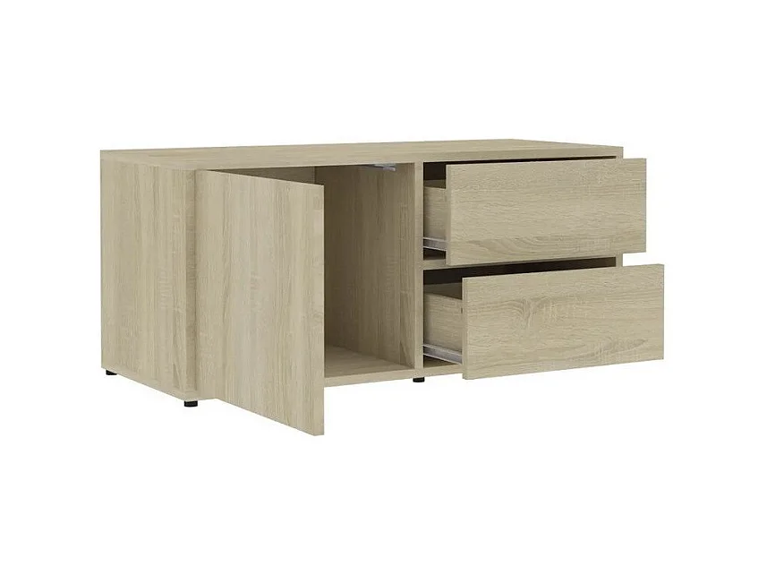 Meuble TV 1 porte 2 tiroirs bois chêne clair Ressi 80cm