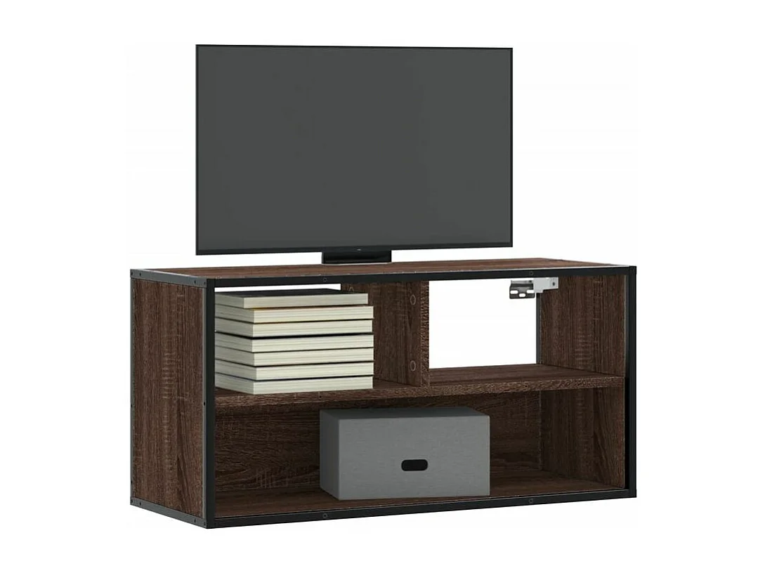 Meuble TV chêne marron 80x31x39,5 bois d'ingénierie et métal