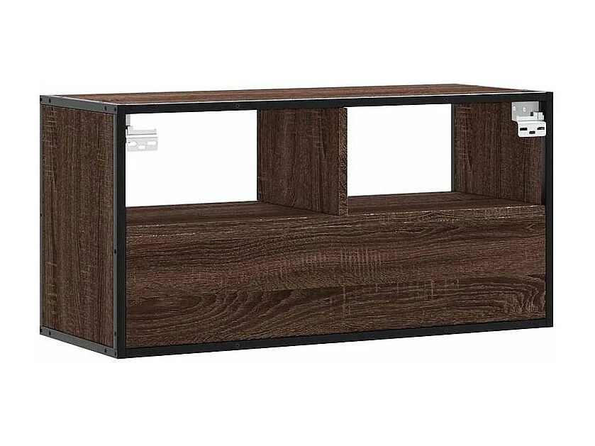 Meuble TV chêne marron 80x31x39,5 bois d'ingénierie et métal