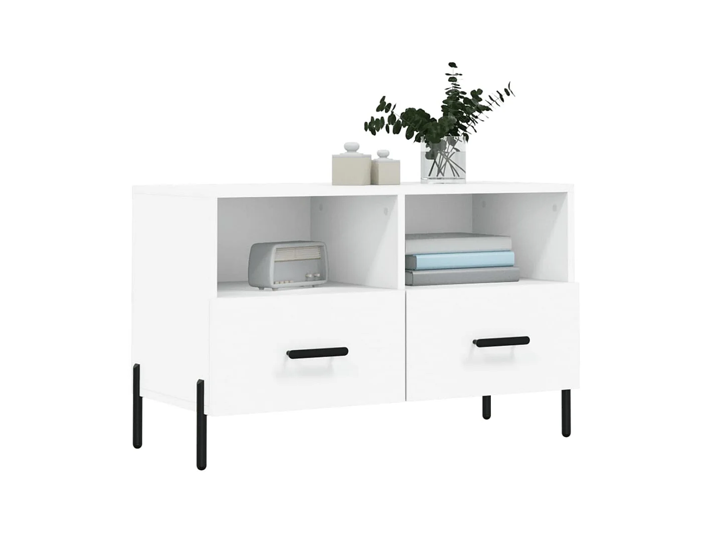 Meuble TV Blanc 80x36x50 Bois d'ingénierie