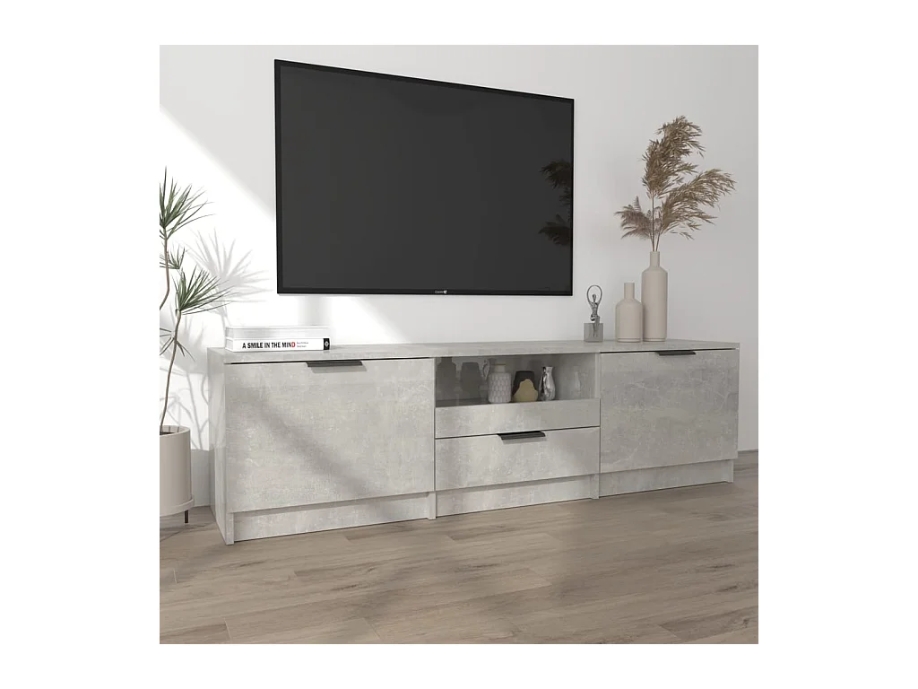 Meuble TV Gris béton 140x35x40 Bois d'ingénierie