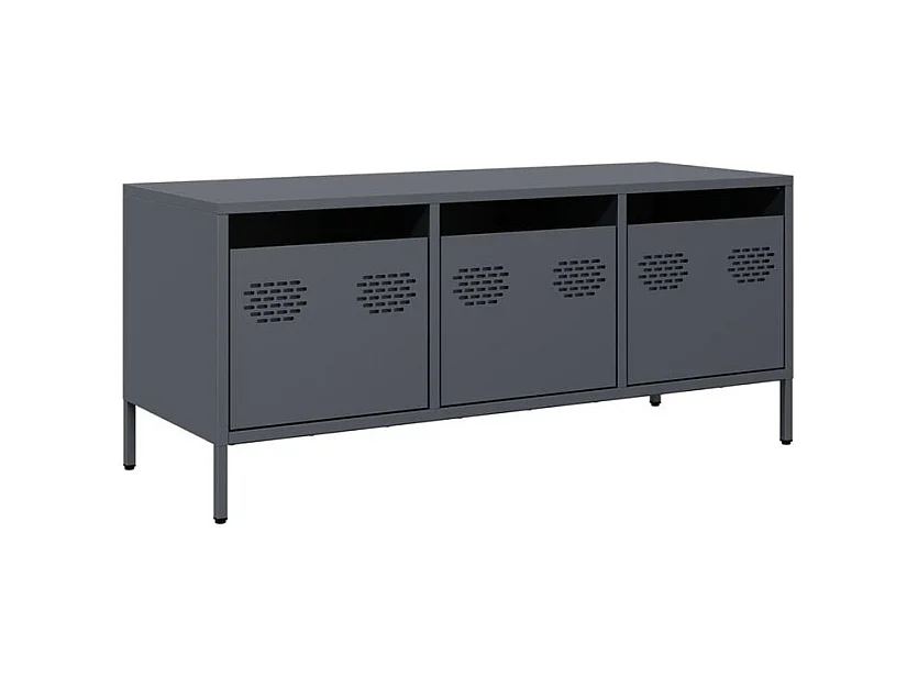 Meuble TV anthracite 101,5x39x43,5 acier laminé à froid